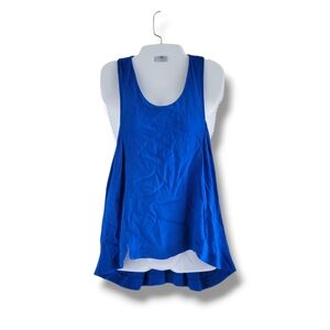 ASTR | Cobalt Blue Zip Back Silk Blend Tank Top (SIZE M)
